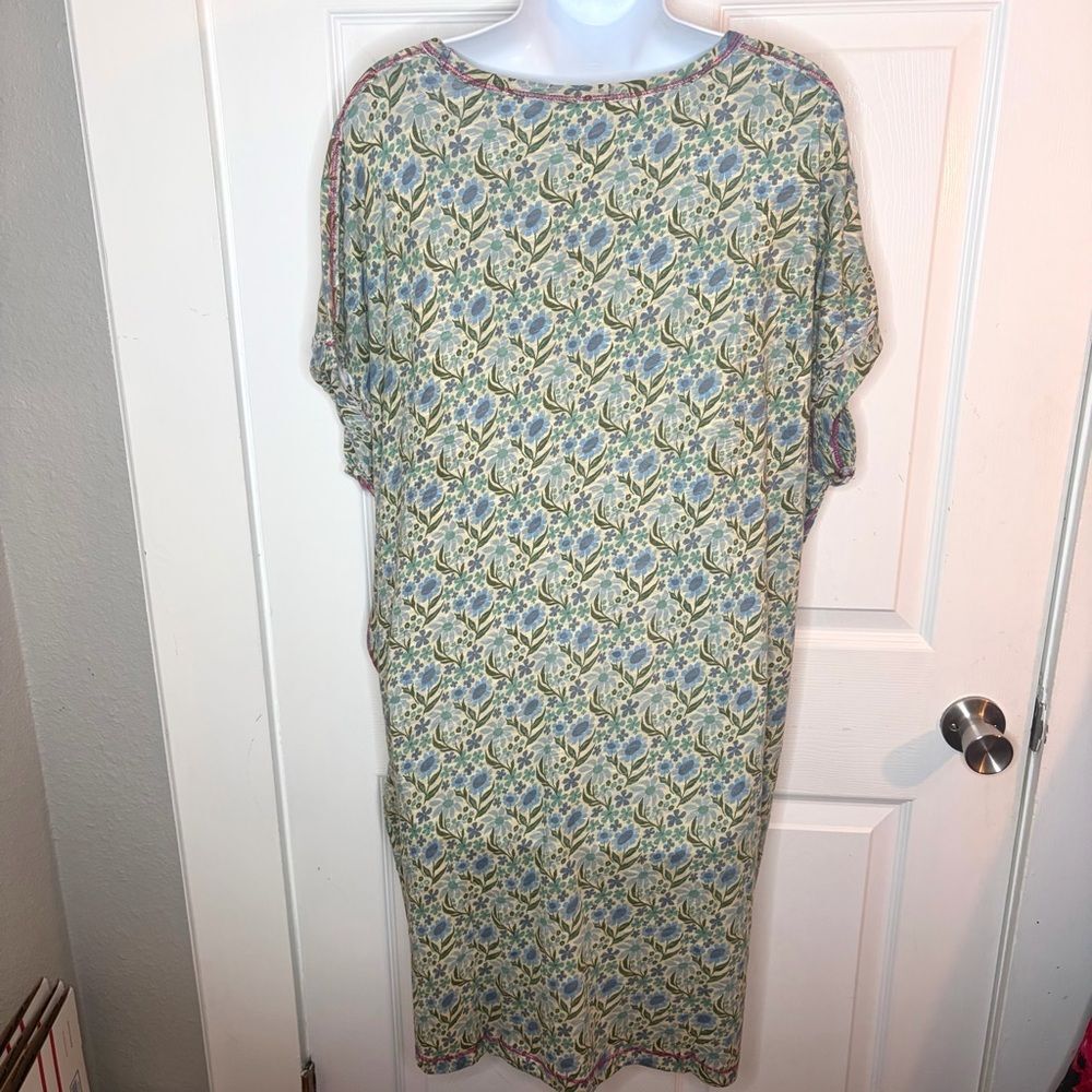 NATURAL LIFE Blue Green Floral Mini Dress - Picture 9 of 12